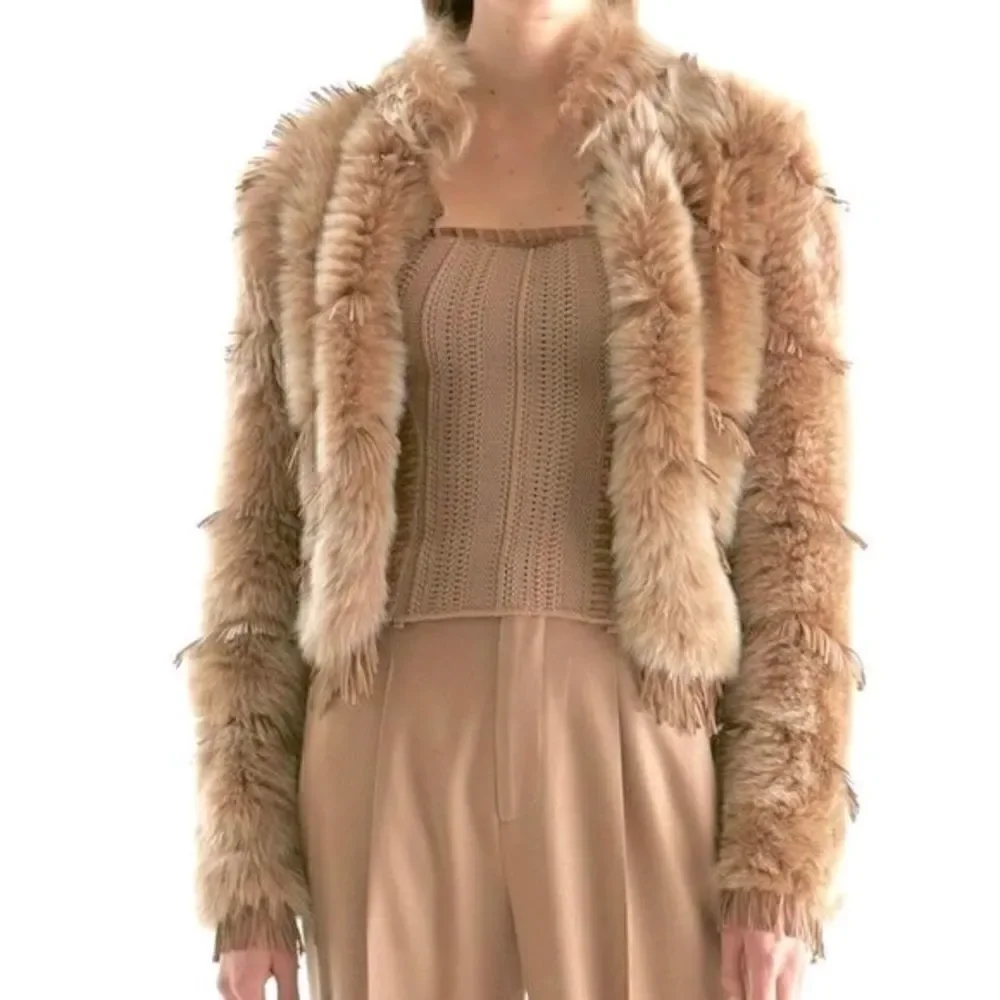 Ralph Lauren ‘15 Collection Tan Italian Lamb Shearling & Suede Fringe Jacket - Picture 3 of 16